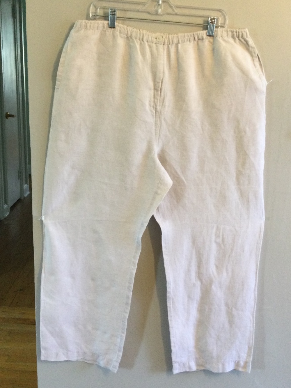 Talbots Beige Wide Leg Irish Linen Pants, Size XL